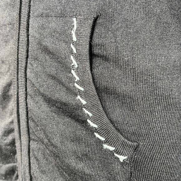 Charlotte Tarantola Womens Silk Angora Sweater Embroidered Hooded Black Medium - Picture 4 of 13